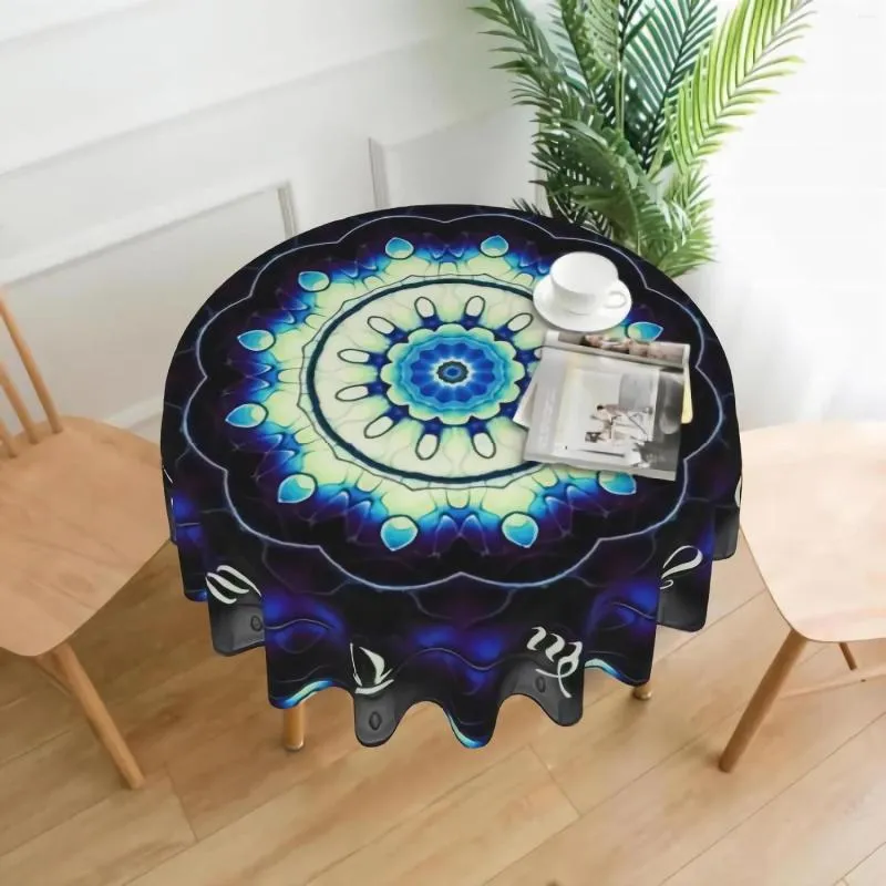 Nappe ronde en forme de cercle magique, couverture en tissu imperméable et réutilisable pour la cuisine, décor de fête de pique-nique et de banquet, 60 pouces