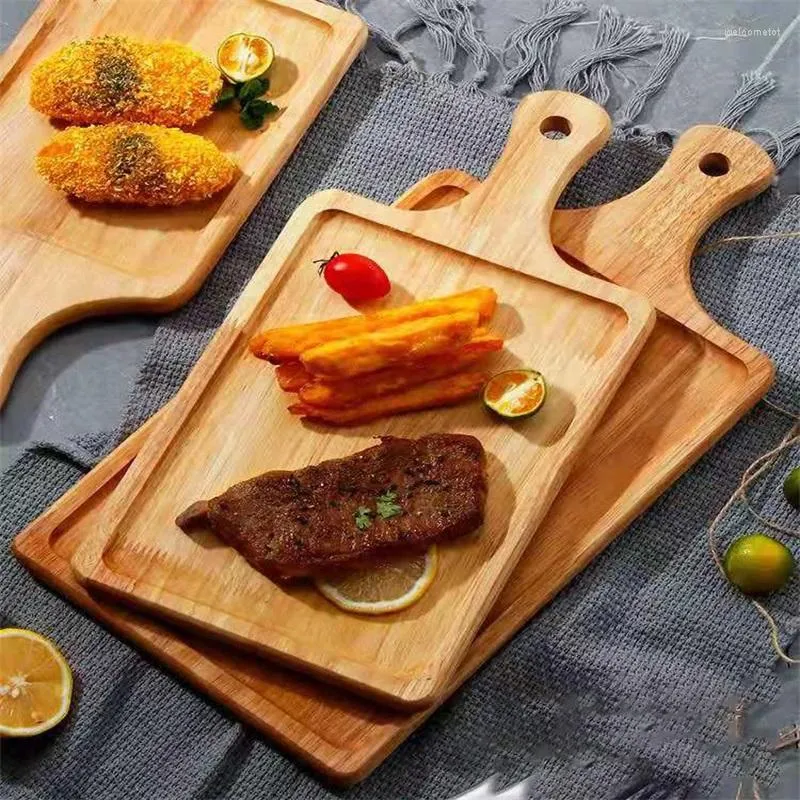 Assiettes Planche à Pizza en Bois Plateau Simple Steak Bois Massif Hacher Plats Créatifs Assiette Vaisselle