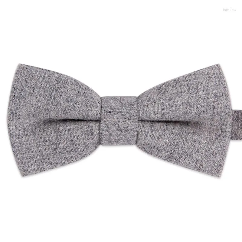 Fliege 2023 Mode Herren Hochzeit Doppel Stoff Wolle Einfarbig Bowtie Bankett Jubiläum Schmetterling Krawatte mit Geschenkbox