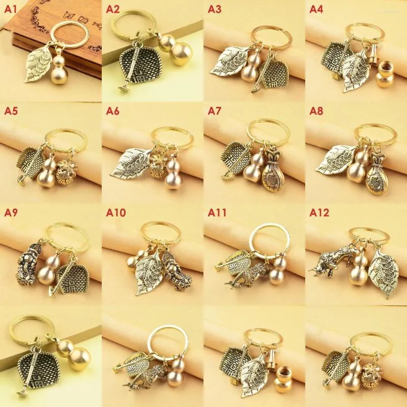 Keychains dames heren xquisite rijkdom Chinese feng shui antieke munt sleutelhanger collectie kalebas pixiu sleutelhanger succes sieraden geschenken