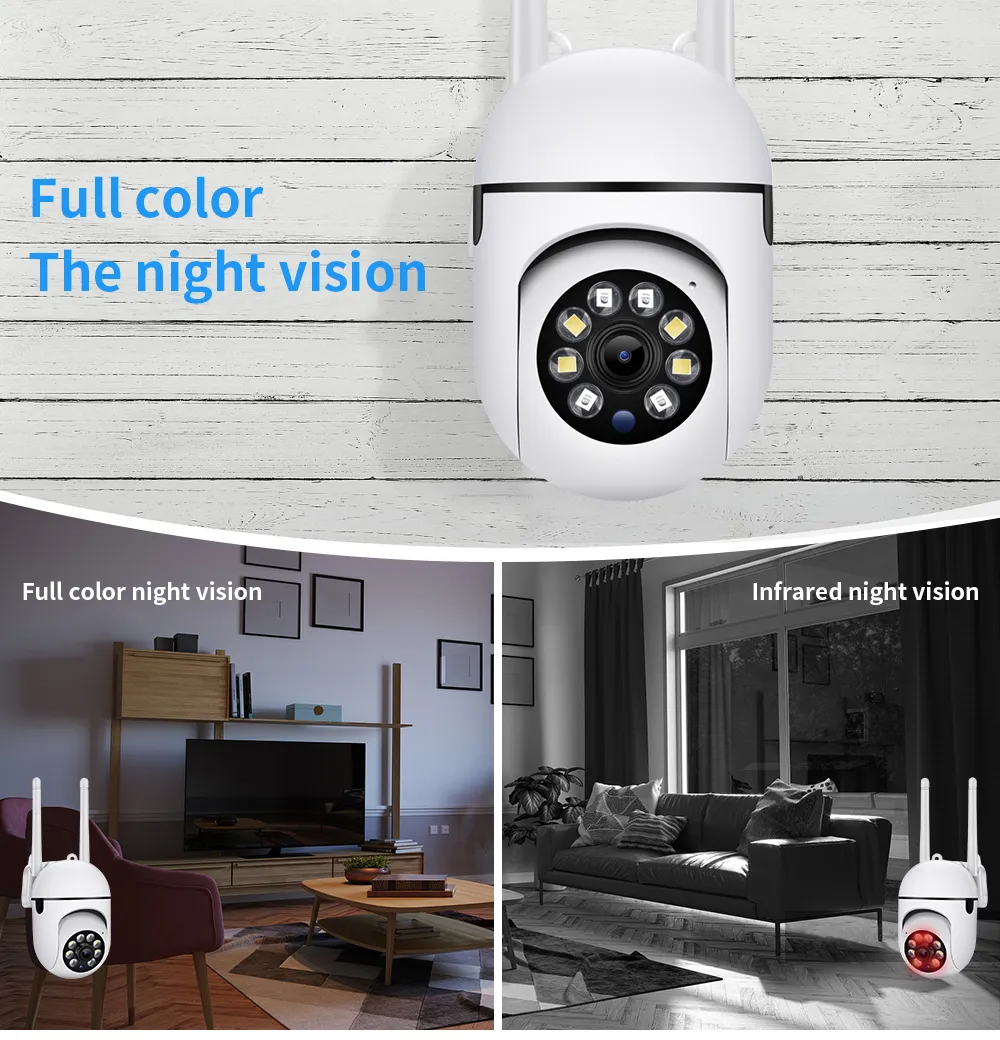 A7 Mini caméra Wifi Caméras IP sans fil PTZ Webcam Caméra de sécurité Smart Home Baby Monitor CCTV 1080P Conversation bidirectionnelle LED Vision nocturne Détection de mouvement Caméscope vidéo