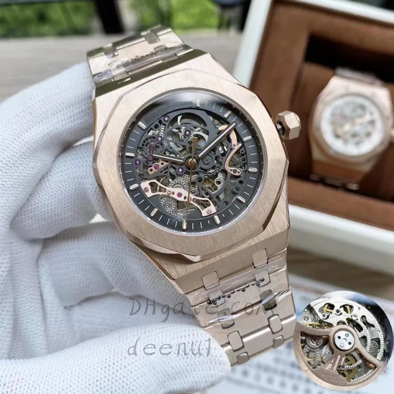 Męski automatyczny zegarek mechaniczny 42 mm bezbolesny stalowy designerka pusta klasyczna modna szafir szklana świetliste wodoodporne wodoodporne Montre de luks