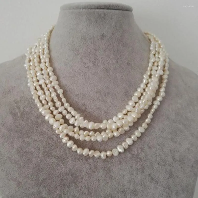 Chaînes collier noué à la main naturel 7-8mm blanc chaîne de chandail d'eau douce perle baroque 80 pouces pour les femmes bijoux de mode