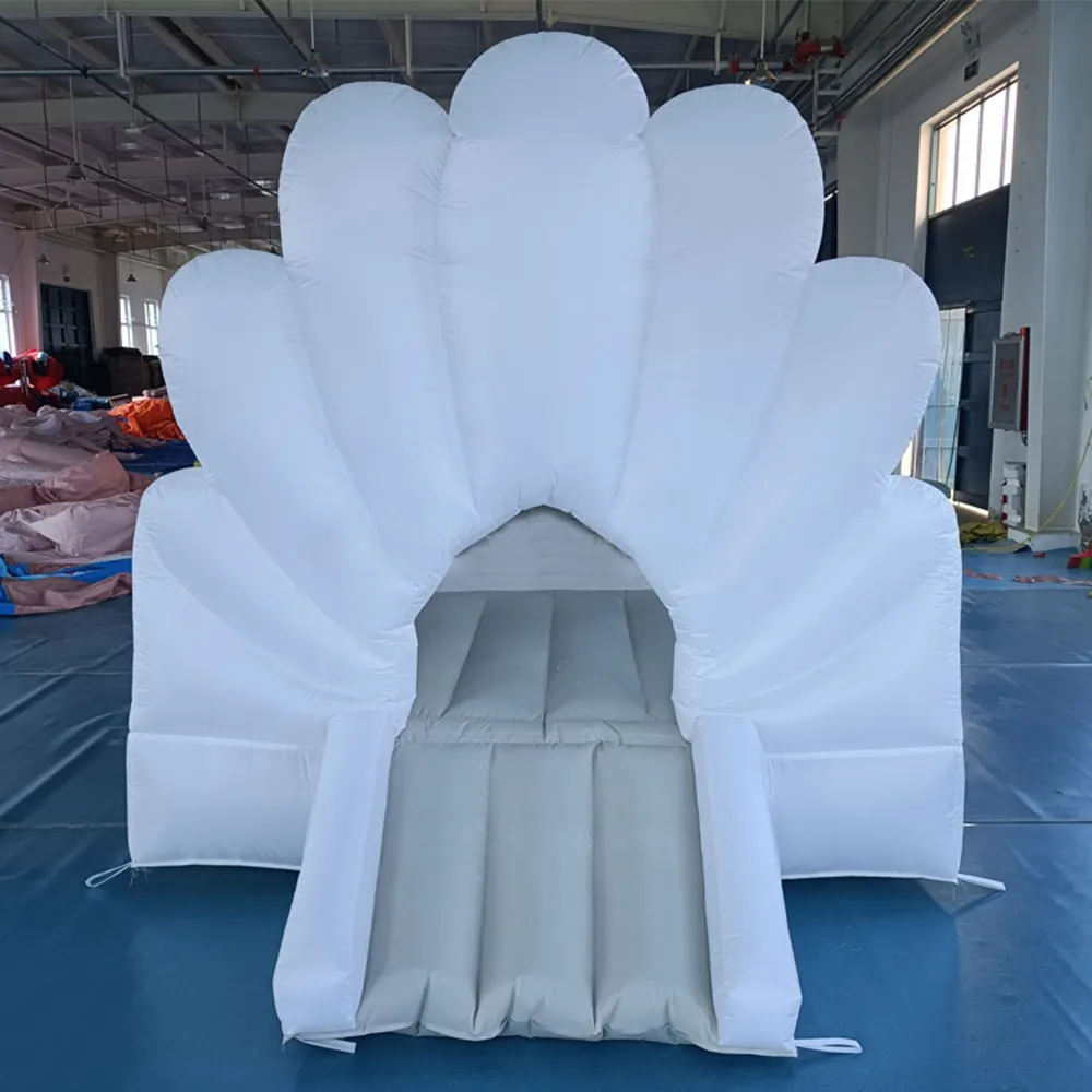 6 × 8 قدمًا أبيض أرجواني نطاط منزل PVC قابلة للنفخ نطاط القلعة الداخلية أطفال الحراس أطفال القفز على منطقة القفز و Slidewith Blower Air Free