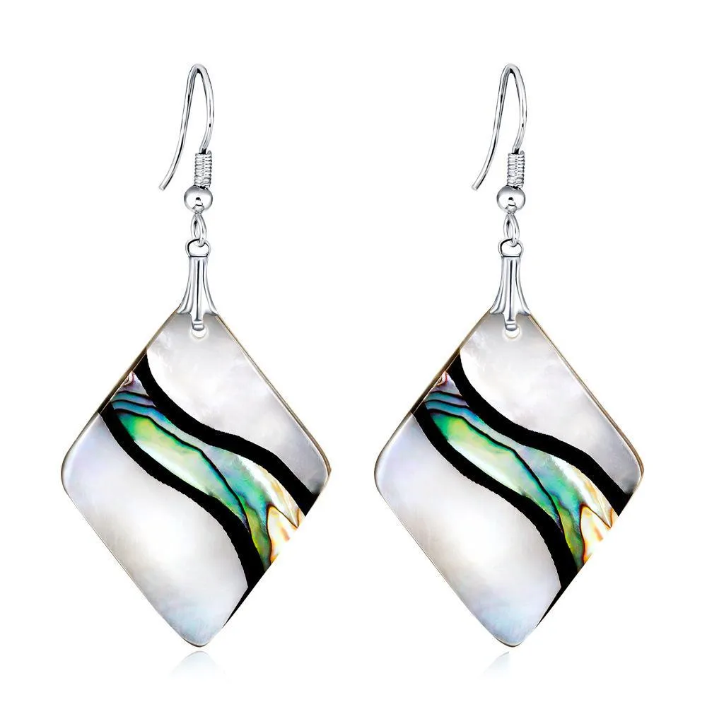 Dangle Lustre En Gros Abalone Boucles D'oreilles Coquille Géométrique Rhombique Colorf Charmes Uniques Femmes Bijoux Décoration Dhjmr