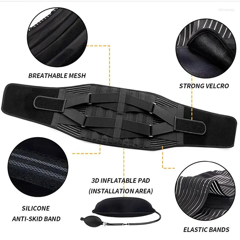 Waist Support Back Belt With Inflatable Pad For Lower Pain Relief Dual Adjustable Straps Brace Lumbar