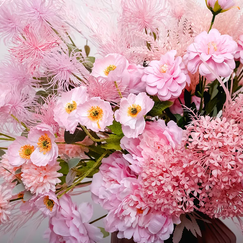 結婚式の装飾的な花ピンクシリーズシルクフラワーホテルステージショッピングモールレイアウト