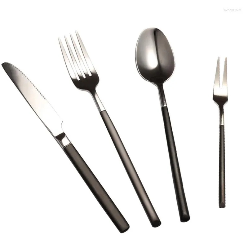 Set di posate argento semplice set di posate in metallo rustico portatile da viaggio campeggio design in acciaio inossidabile Cubiertos Dorados arredamento moderno per la casa