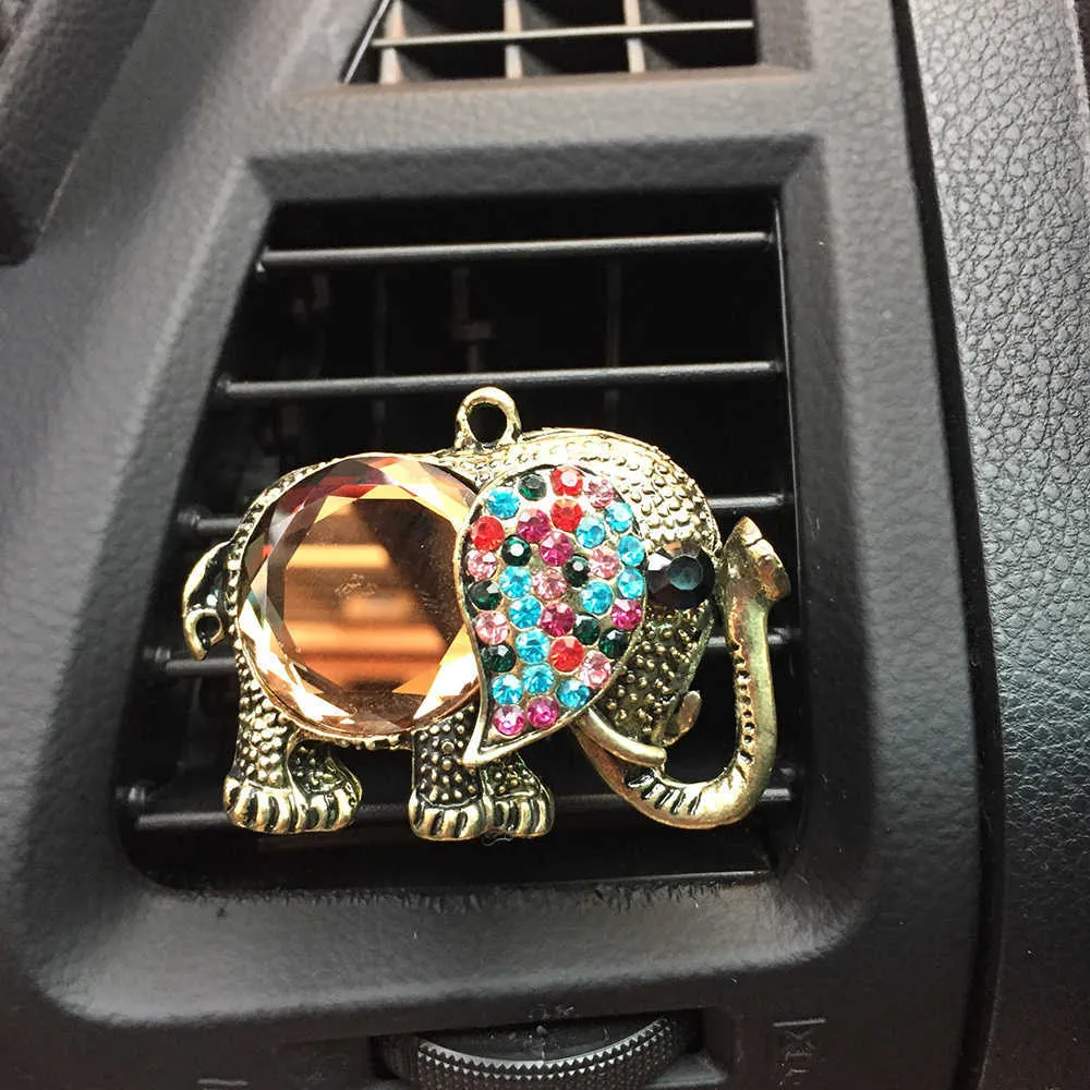 Interior Decorations Car Perfume Clip Elephant Diamond Fragrance Air Outlet Freshener Adornment Auto Vent Decoration Accessories Trim Diffuser Gifts 0209