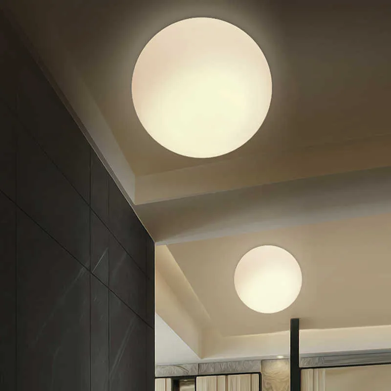 مصابيح السقف LED LED الزجاج الأبيض الكرة السقف مصباح الحد الأدنى الحمام شرفة غرفة نوم الإضاءة الإضاءة الداخلية الإضاءة 0209