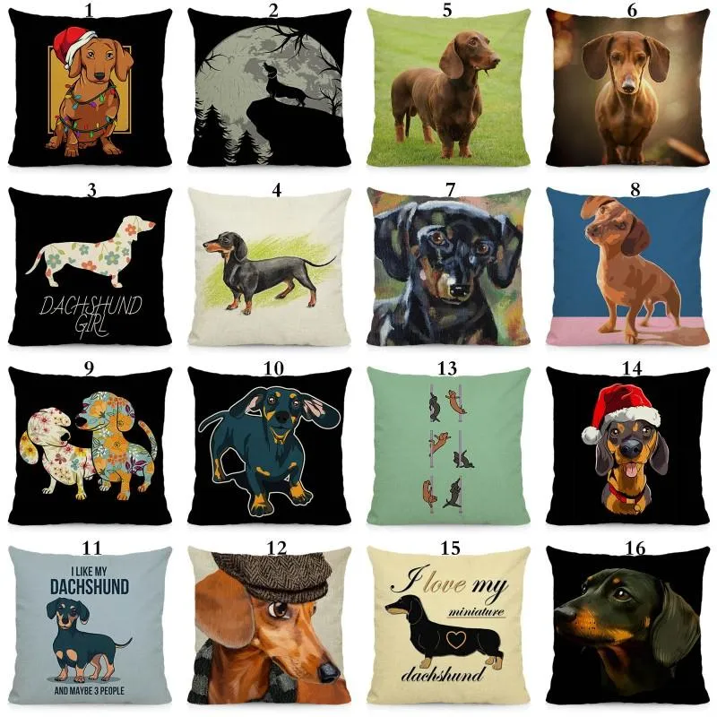 Yastık /Dekoratif Dachshund Baskı Kapağı Köpek Ev Dekoratif Yastıklar Kılıf 45x45cm DWG015 /Dekoratif