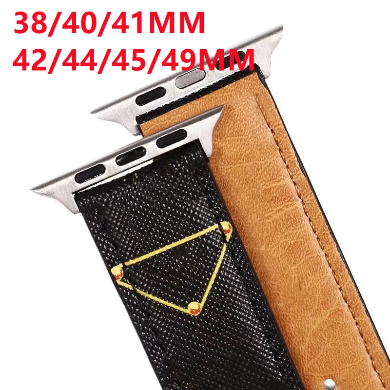 Pulseira de relógio de designer para Apple Watch Band 49mm 42mm 38mm 40mm 44mm 45mm iWatch 8 6 5 4 3 2 Bandas Luxo PU Couro Correias Pulseira Moda Carta Impressa Pulseira