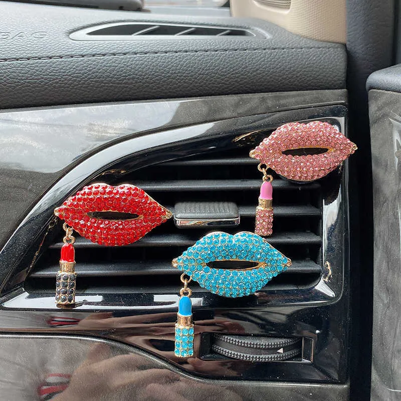 Interior Decorations Car outlet lip perfume lipstick conditioning aromatherapy clip car interior decoration air freshener 0209