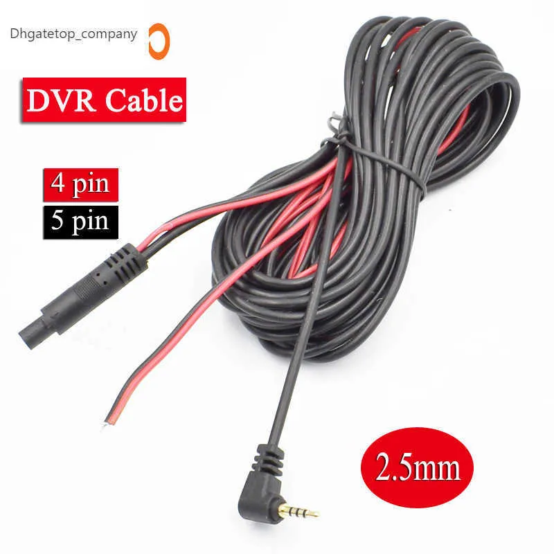 Ny 5 -stifts bil DVR -kamerakabel 2,5 mm Jack Port 4Pin Video Extension Line f￶r fordonets bakifr￥n kamera