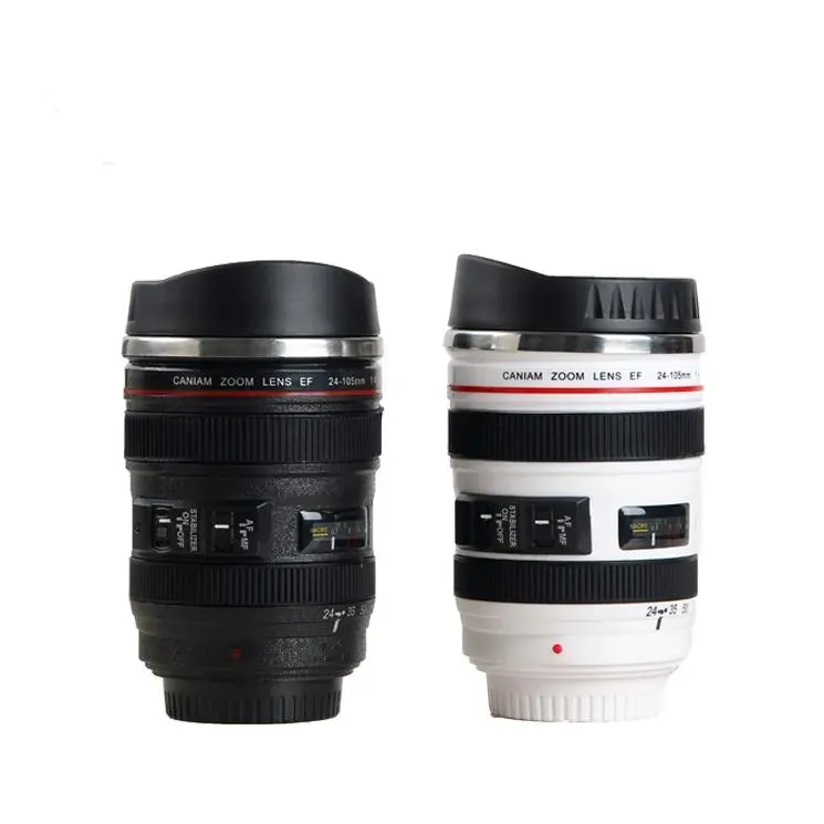 Creative 400ml Camera Lens Mug Portable Stainless Steel Tumbler Travel Milk Coffee Mugs Novelty Camera-Lens Double Layer Cups
