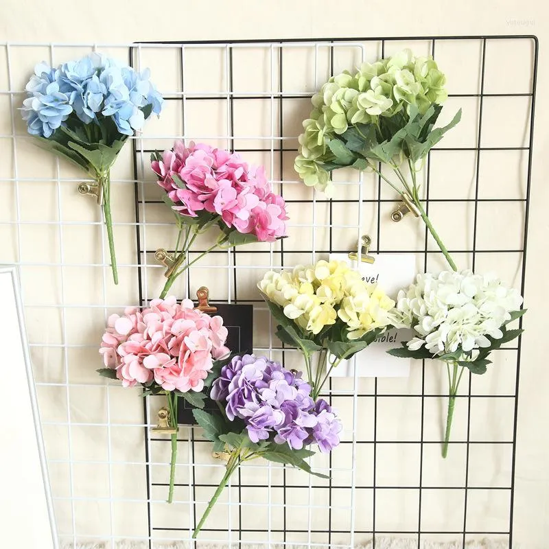 Fleurs décoratives Hortensia Artificiel Flower Bunch Wedding Party Decoration Fake Wall Wreath Supply Silk for Home Decor