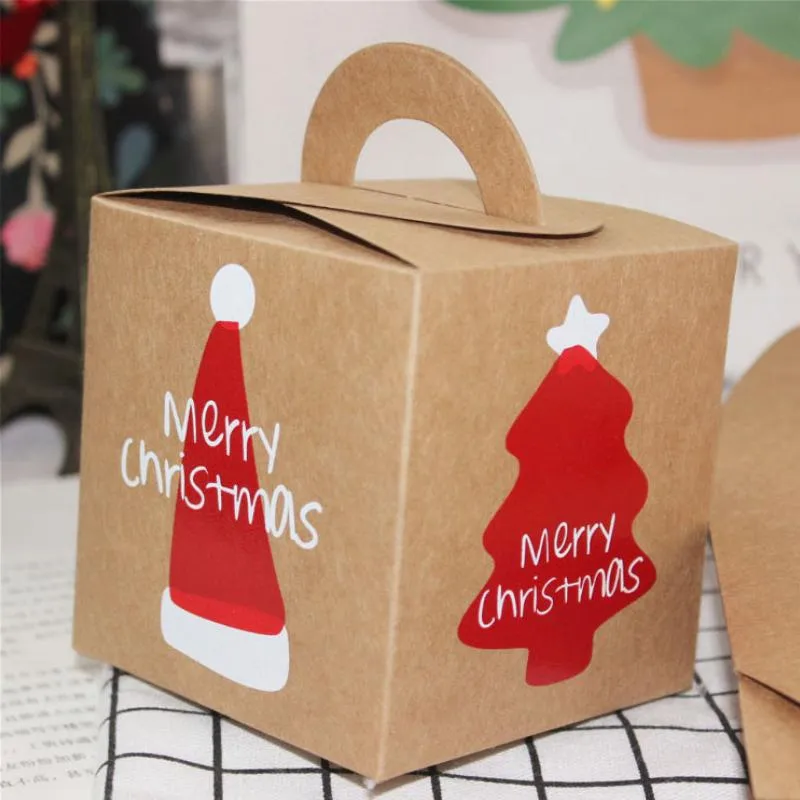 Emballage cadeau sac de noël emballage en papier Kraft pomme Carton fourre-tout 5 pièces décorations pour la maison Navidad fête de noël