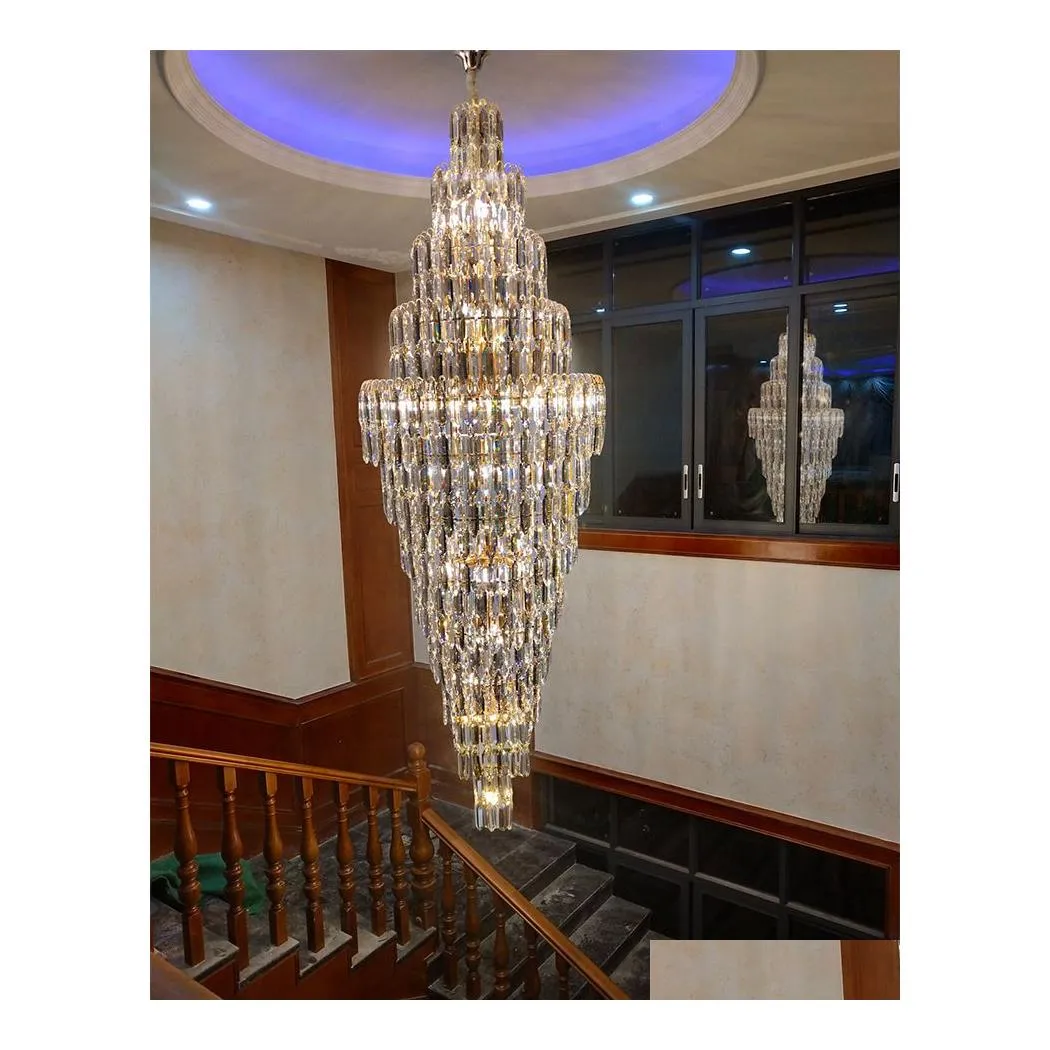 Lampadari Lampada per scale Lampada a sospensione lunga Villa Rotazione semplice Edificio duplex moderno Luce da pavimento cava Soggiorno di lusso Atmosfera D Dheiz