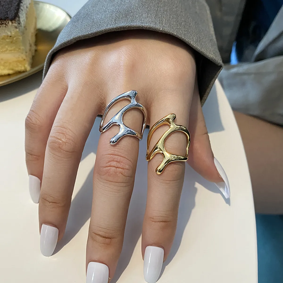 12PCS Nowy trend vintage nieregularne puste gałęzie regulowane pierścienie dla kobiet biżuteria na imprezę