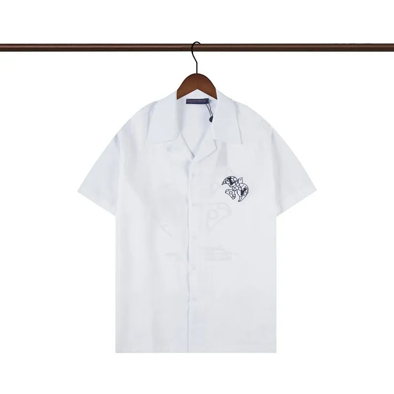 패션 하와이 꽃 문자 프린트 비치 셔츠 남성 디자이너 실크 볼링 셔츠 캐주얼 셔츠 남자 여름 짧은 소매 느슨한 드레스 셔츠 688