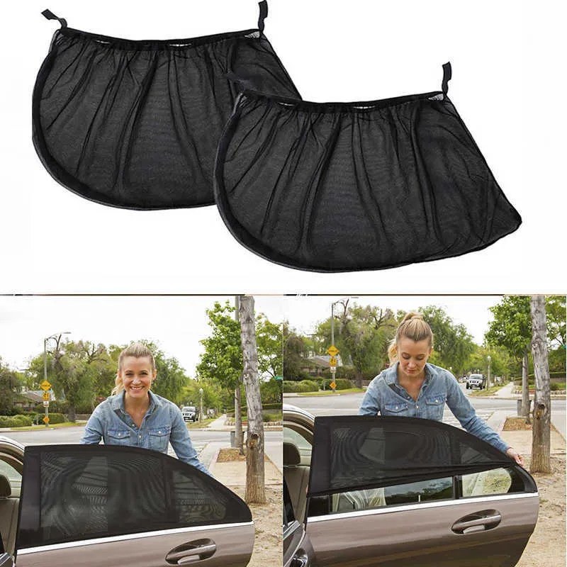 2pcs Car Front Rear Side Window Sun Visor Shade Universal Shade Mesh Cover Insulation Shield UV Protector Sunshade Curtain