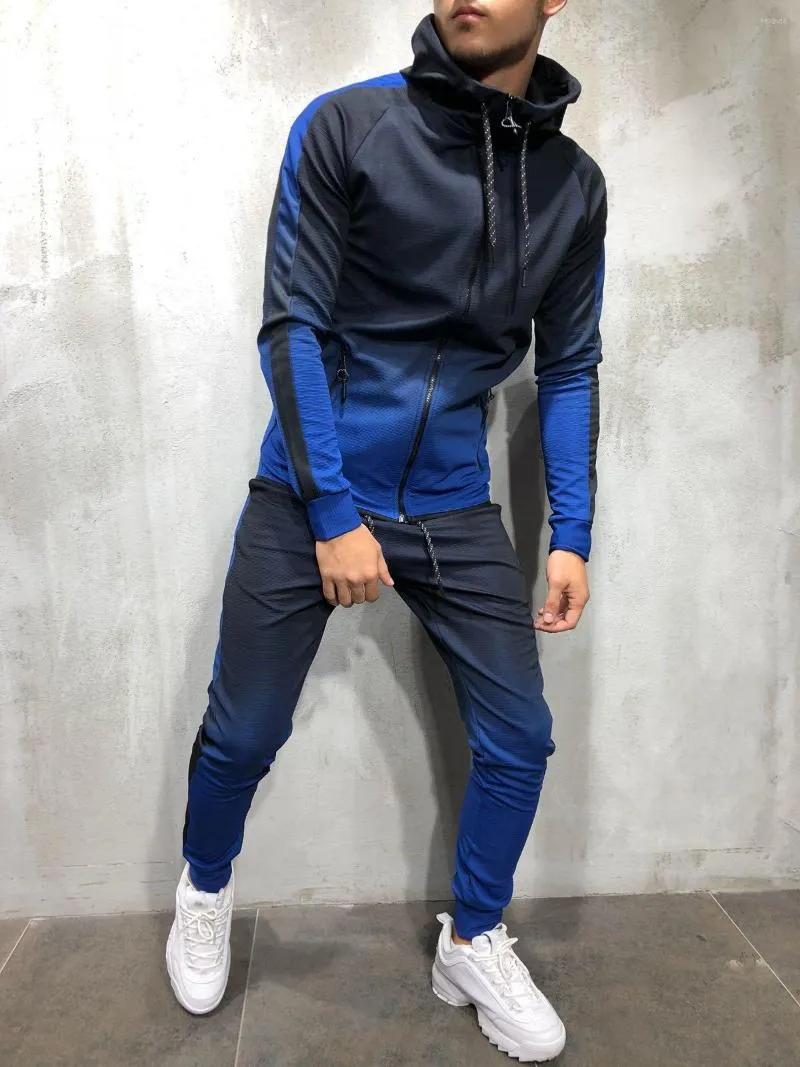 Hoodies للرجال 3D التدرج المطبوع Zip Hip Hop Sports مجموعة داخلية في الهواء الطلق العضلات حافظ على ملاءمة