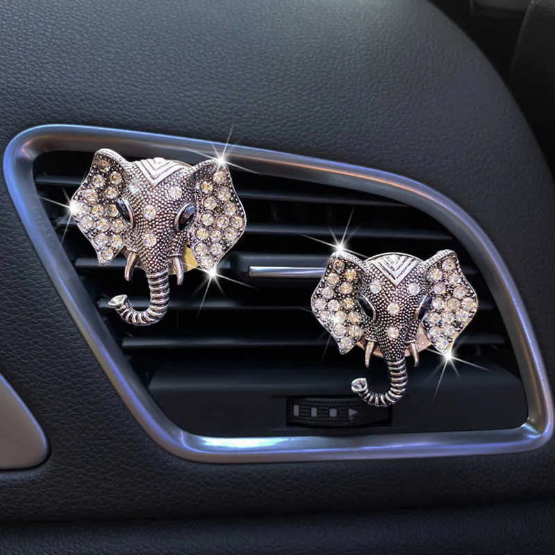 Décorations désodorisant sortie d'air tête d'éléphant diffuseur de parfum de diamant Clip de parfum Auto intérieur accesso voiture Supp 0209