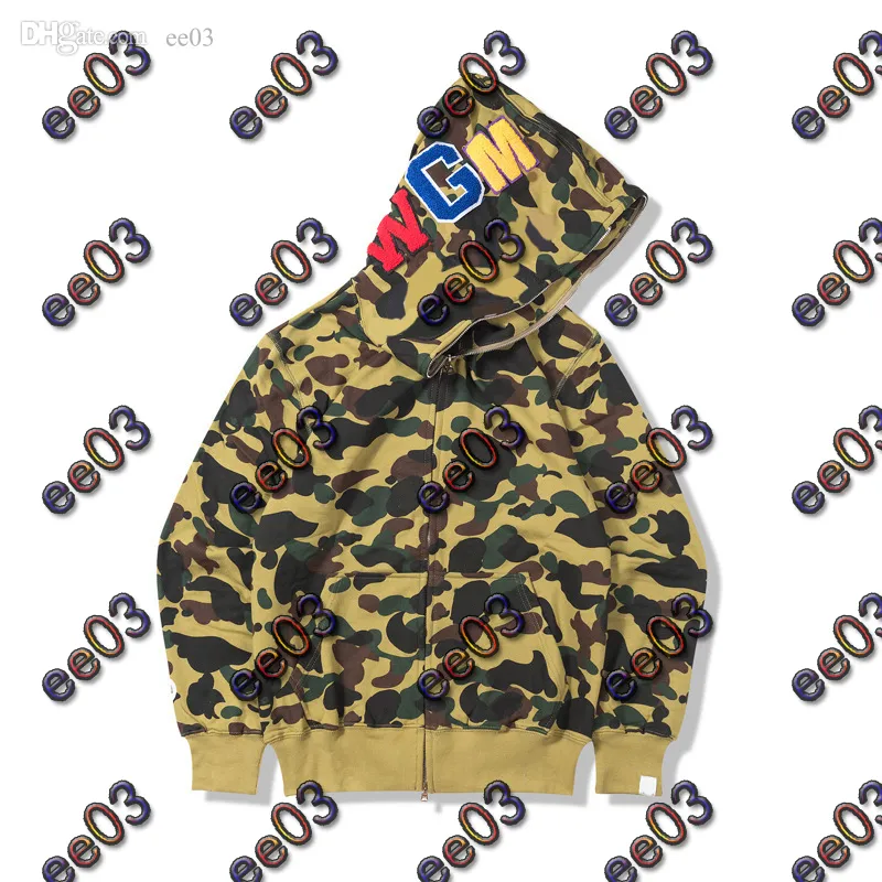 BAPE Märke Hoodie Men's 7-Color Shark Quality Japanese Fashion Spring and Autumn Camouflage broderad apa bomulls hoodie storlek M-3XL