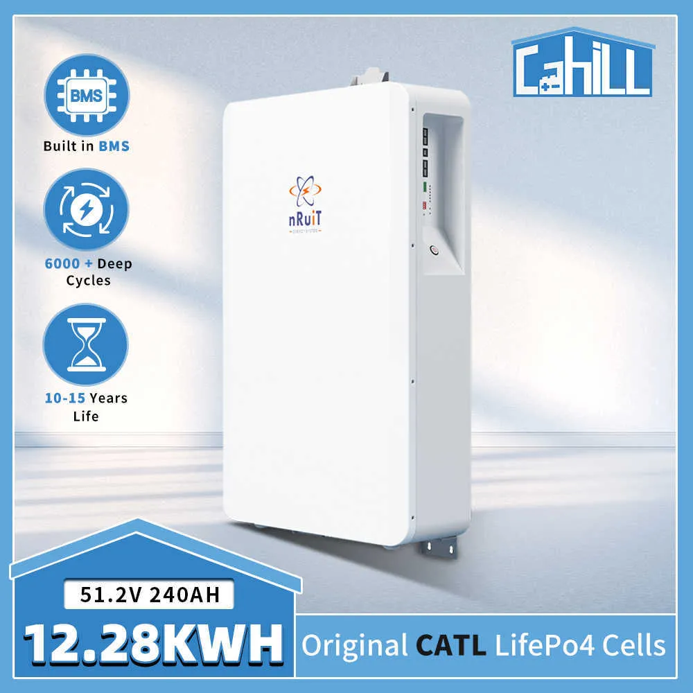 NRUIT 48V LIFEPO4 Batteri Powerwall 240Ah Batteripaket för hus på nät 12 kW Solenergisystem Litiumbatteri 48V 200AH