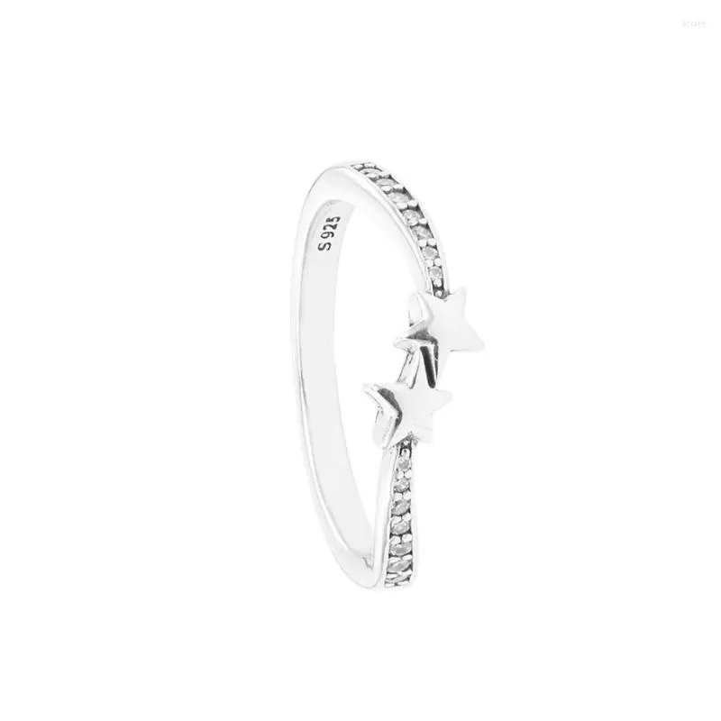 Cluster Ringe Frau Ring Sternschnuppen funkelnde Mode weibliche klare Kristalle Sterling Silber Schmuck für Party-Vorschlag