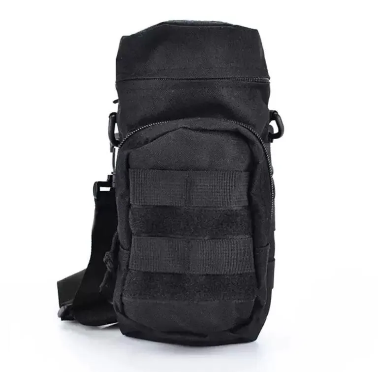 MUCHER 2 stuks tactische flessenhouders, Molle flessenhouder, duurzame militaire drinkfles, zak met 4 haken, waterfleshouder voor outdoor, wandelen, jacht, camping, training (kaki