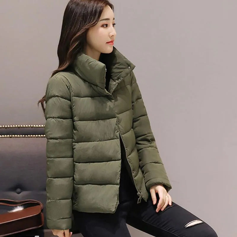 Kvinnorjackor Fashion Women Winter Basic Jacket Stand Collar Solid Autumn Female Coat Outwear Ladies Casaco Feminina Inverno Tops