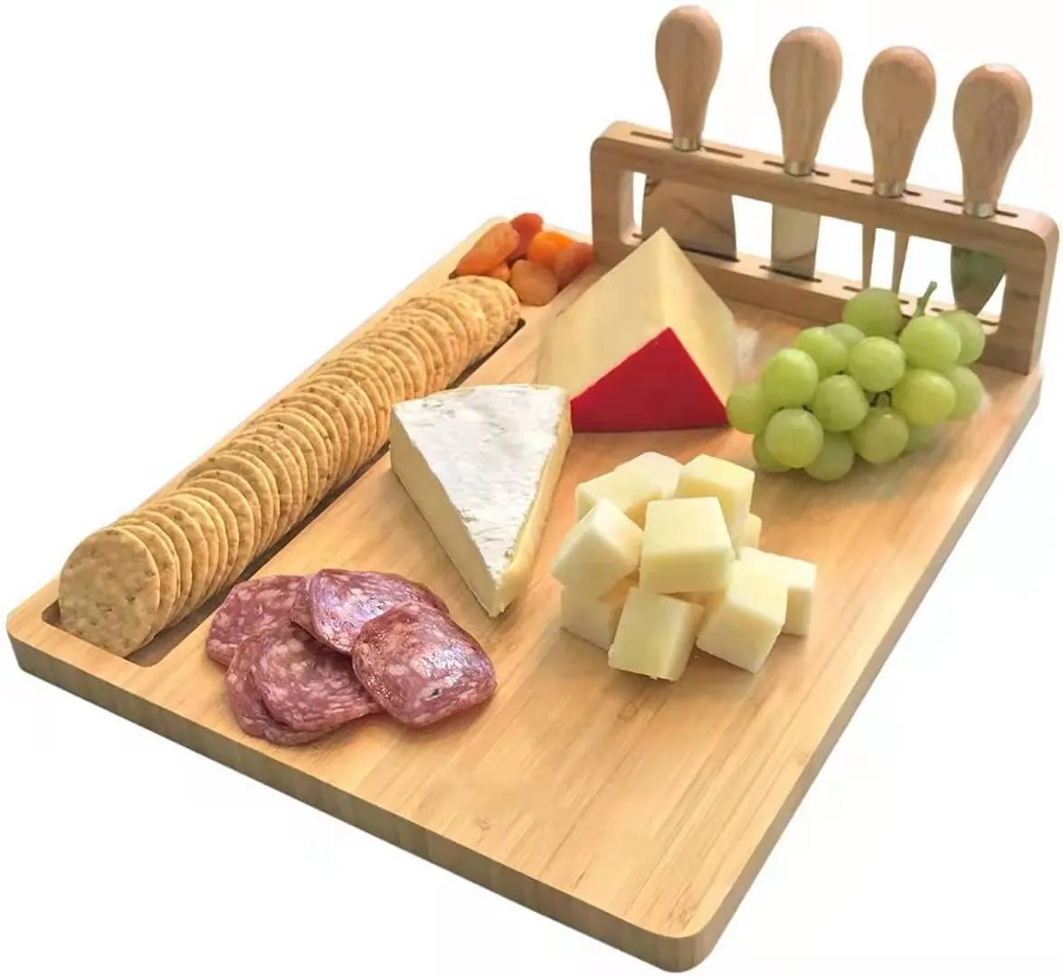 竹チーズボードチーズチーズツールチーズスライサーフォークスクープカットキッチンクッキングツール竹切断板の木チーズボード