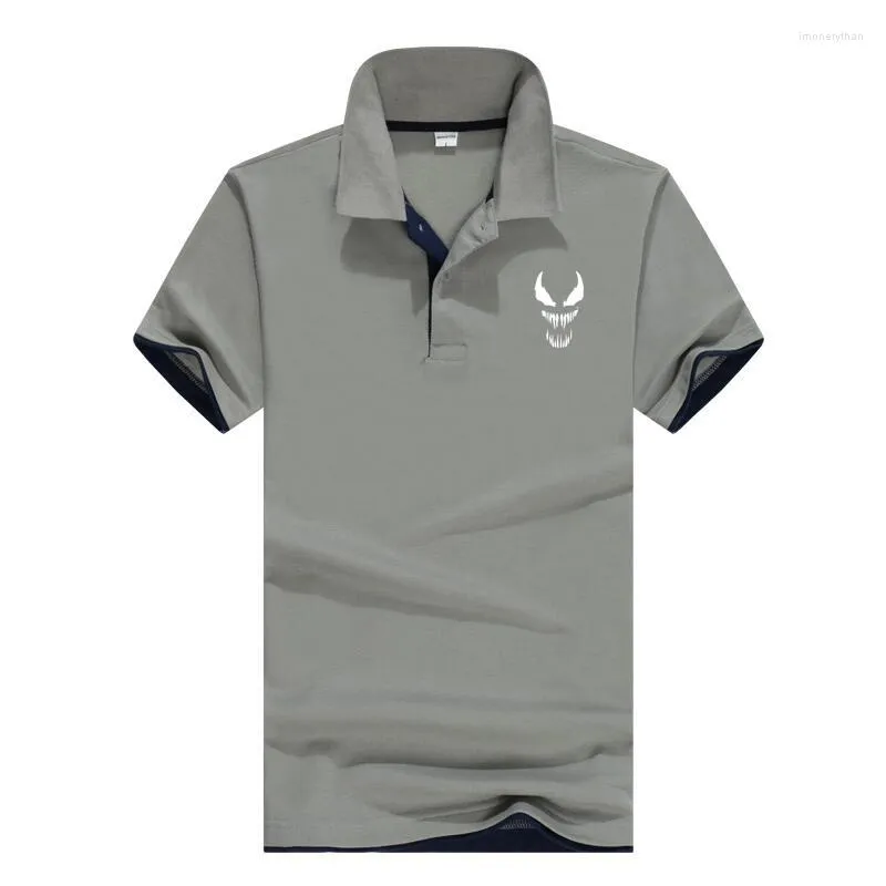 Men's Polos Harajuku Summer Contrast Polo Shirt Polyester Gray Short Sleeve Slim Business Casual Brand Tops