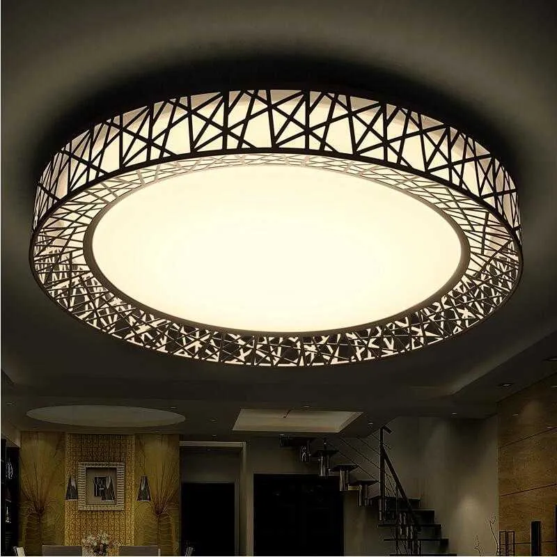 Luzes da decoração de casa moderna luzes de teto LED 24W/36W Quarto Lightings Lightures Black/White Round Bird Pird Ceiling Lamp 0209