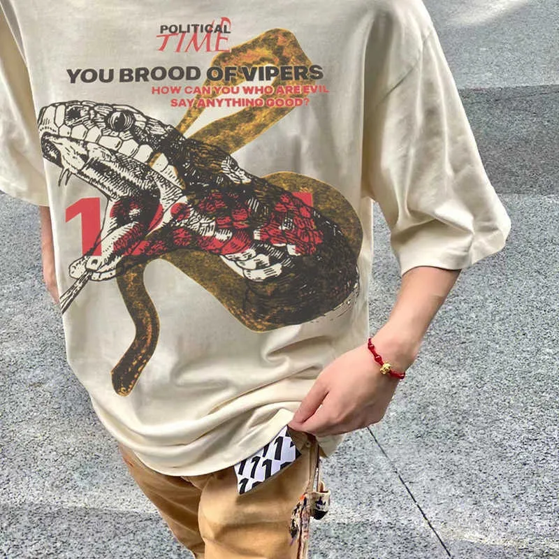 T-shirts hommes Bonne qualité RRR123 Chemises de mode Hommes 1 1 Snake Print RRR 123 Femmes T-shirt Vintage Tee Coton À Manches Courtes Hommes Vêtements T230209