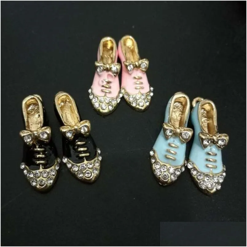 Charms 10Pcs/Pack Rhinestone Haneda Shoes Floating Enamel Drop Oil Alloy Pendant Fit For Jewelry Accessoriescharms Delive Dhtwj