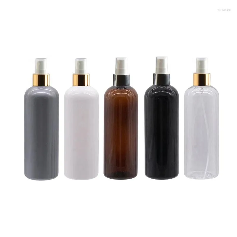 Storage Bottles 300ml Colored Refillable Cosmetic Spray With Gold/Silver Mist Sprayer Pump PET Bottle For Perfumr Liquid 10OZ