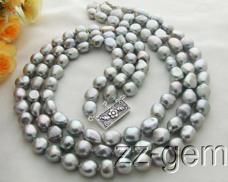 Chains Beautiful 9-10MM Grey Baroque Pearl Necklace