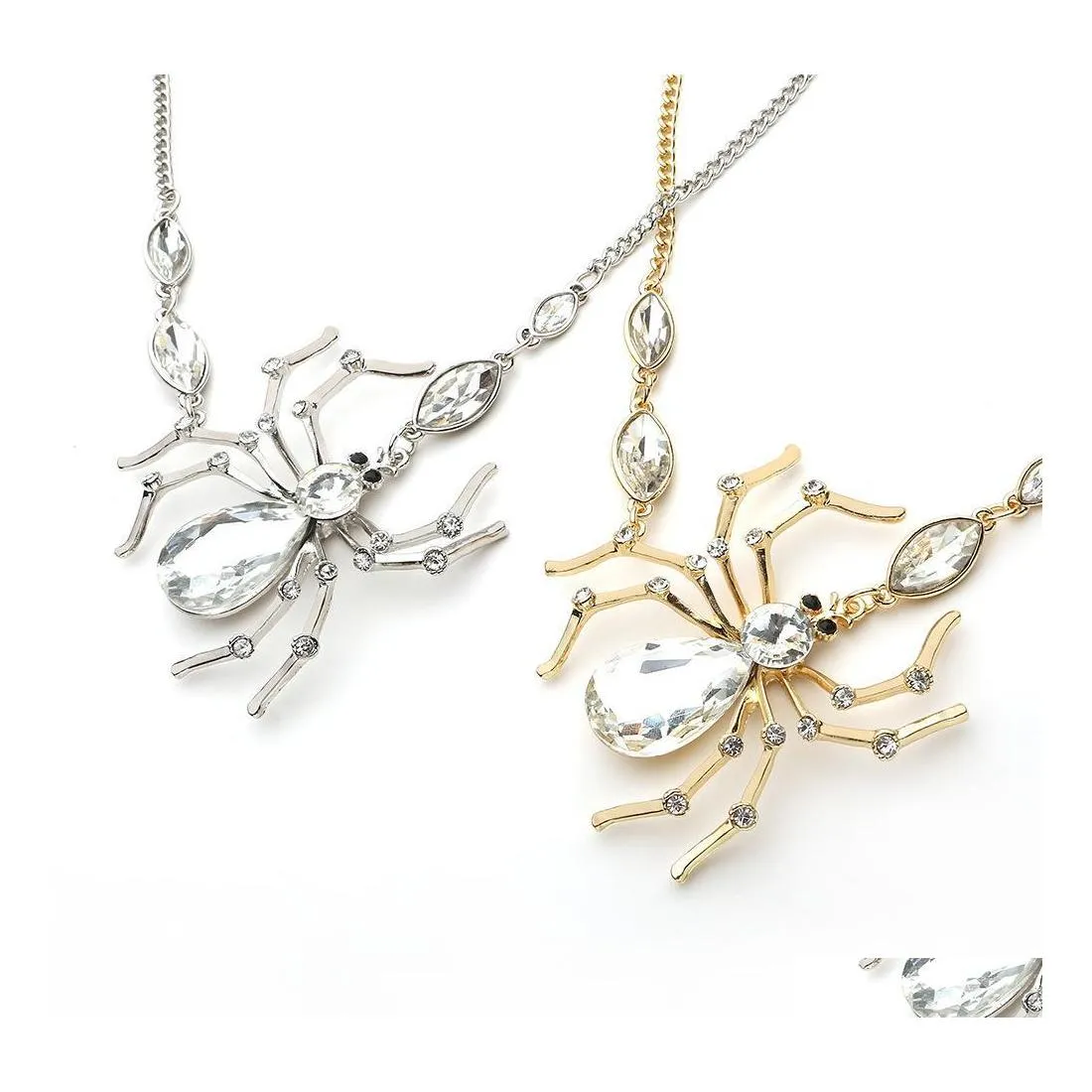 Серьги ожерелье -пауки набор ювелирных изделий кубический цирконий длинный подарок шикарные капли наборы Dhdt9