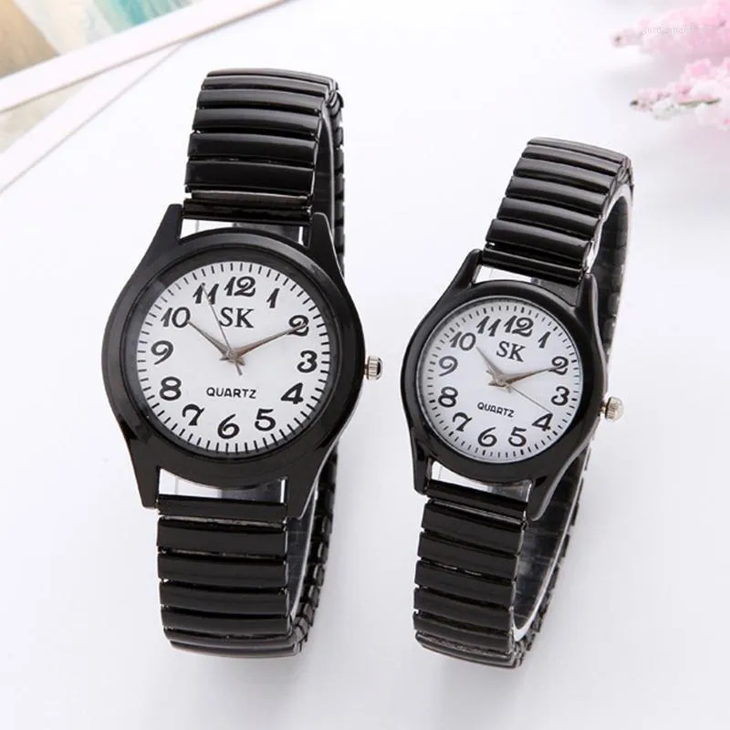 WRISTWATCHES Digital Watch for Women and Men with Springs Steel Pasek Szklany lustro Stylowa prosta skala projektowa para