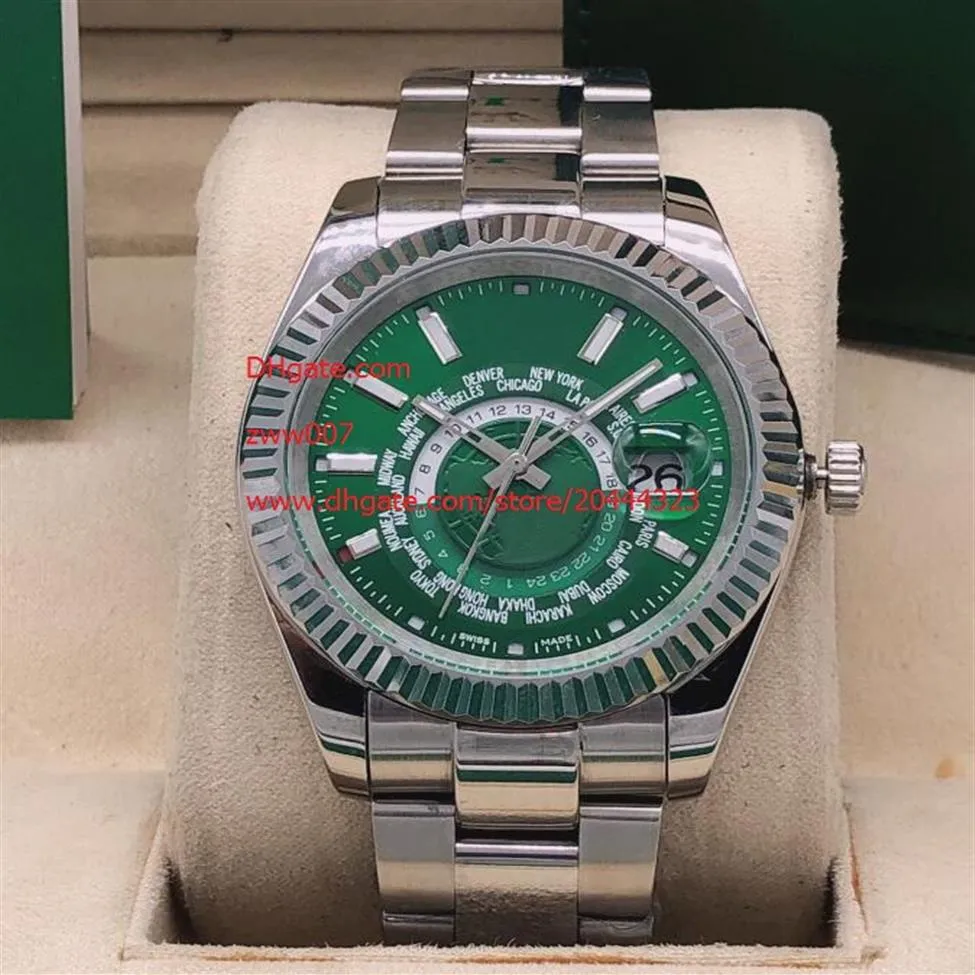 Nowe wysokiej jakości zegarki 42 mm Sky-Dweller Green Dial 326938 Asia 2813 Automatyczne mechaniczne zegarki męskie 333Y