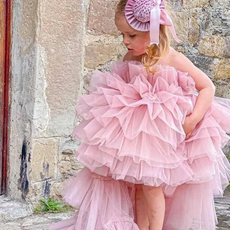 Meisjesjurken handgemaakte feeënbloemmeisjes voor bruiloft tutu prinses kinderen baljurk baby optocht feestjurken kleding