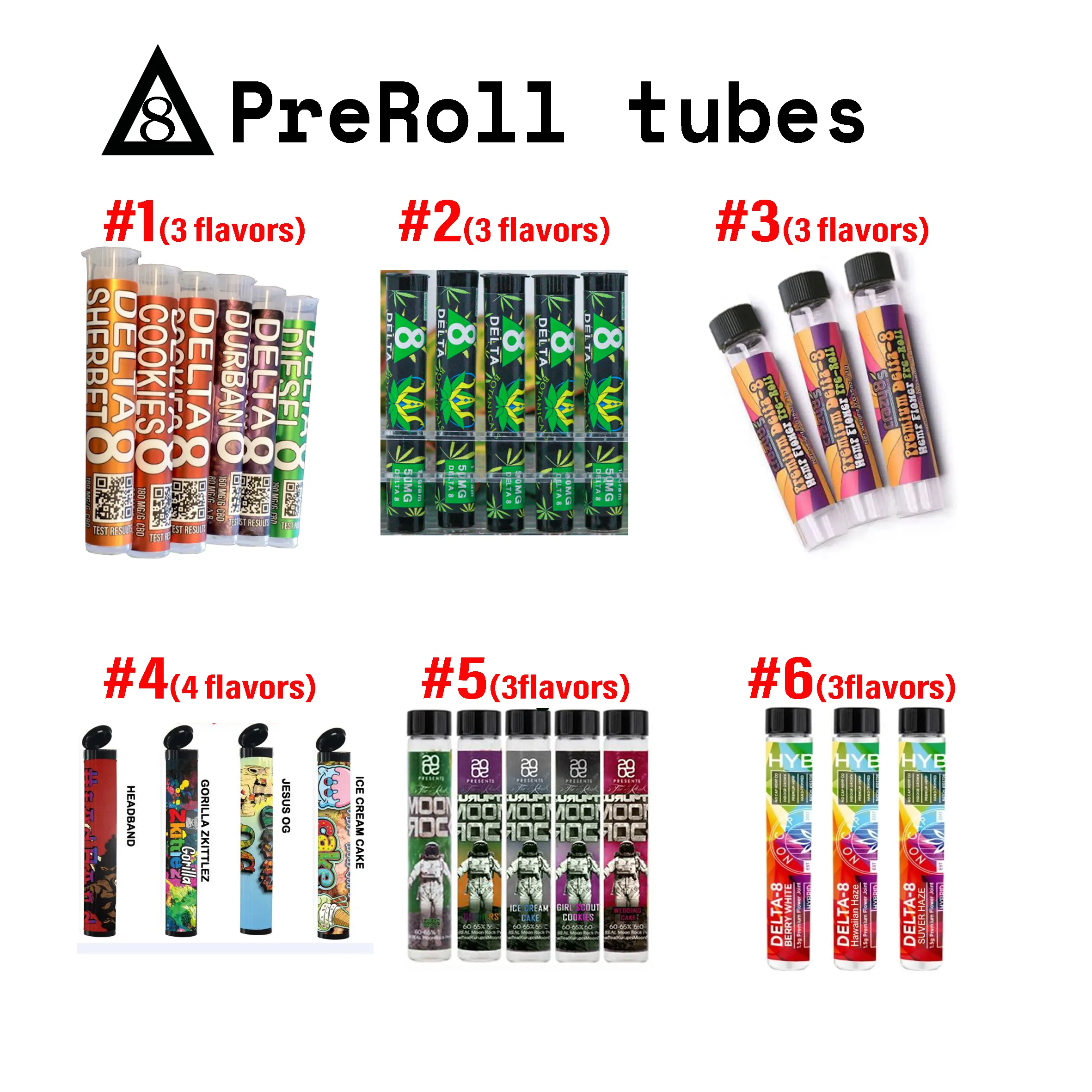 Wholesale Delta 8 Preroll Joint Tube Packages D8 Packing Bottles