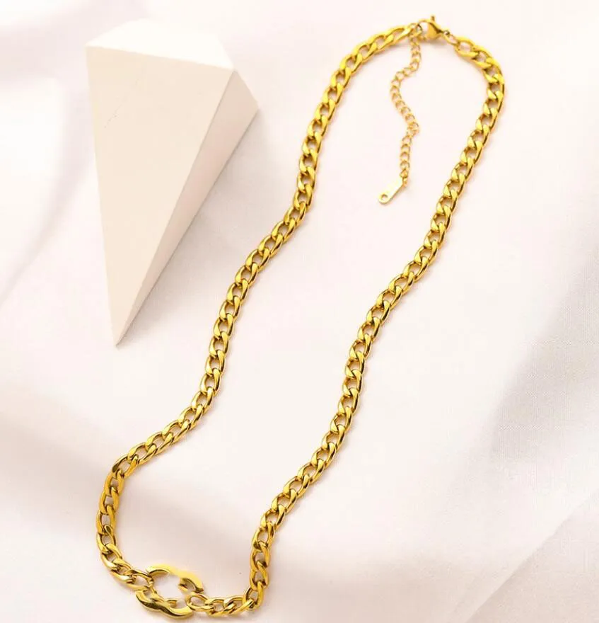 Colar com pingente de marca banhado a ouro, colares de aço inoxidável, gargantilha, corrente, joias, acessórios, presente