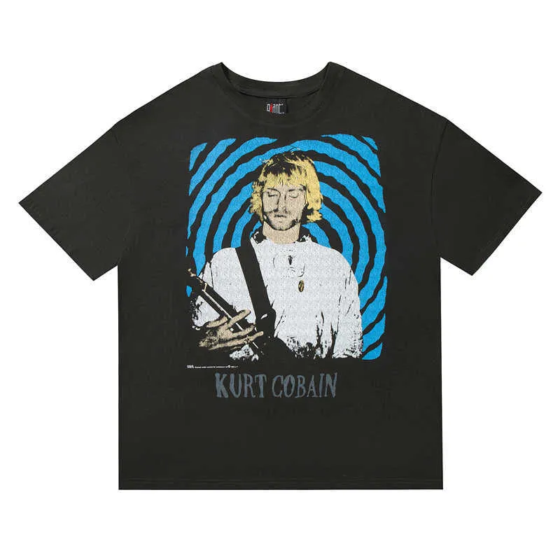 Men's T-Shirts Frog drift Streetwear Kurt Donald Cobain Rock Vintage Fashion Summer Oversized Graphic Loose t-shirt t shirt Tee Men homme T230209