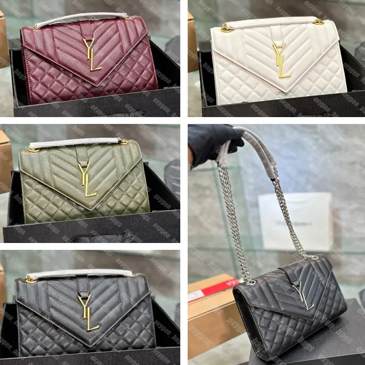 V Line kuvert axelväskor kvinnor designer messenger väska kaviar läder handväskor damer lyx varumärke y handväska crossbody väskor med låda
