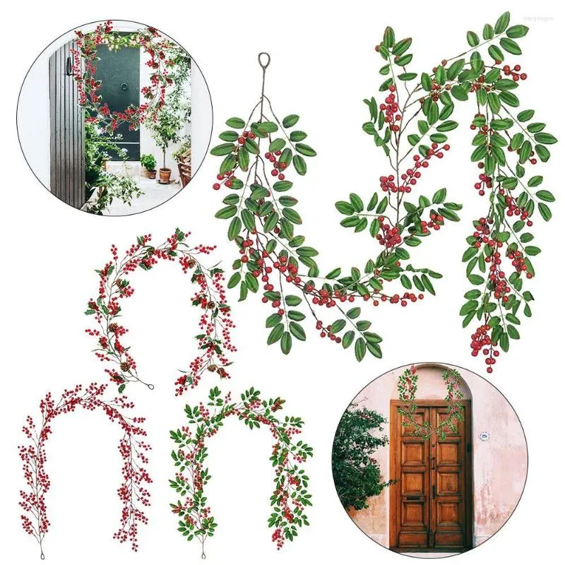 Decoratieve bloemen Simulatie Kerstbasis Decor Thanksgiving Day Halloween Berry Vine Garland Fruit Plants Faux