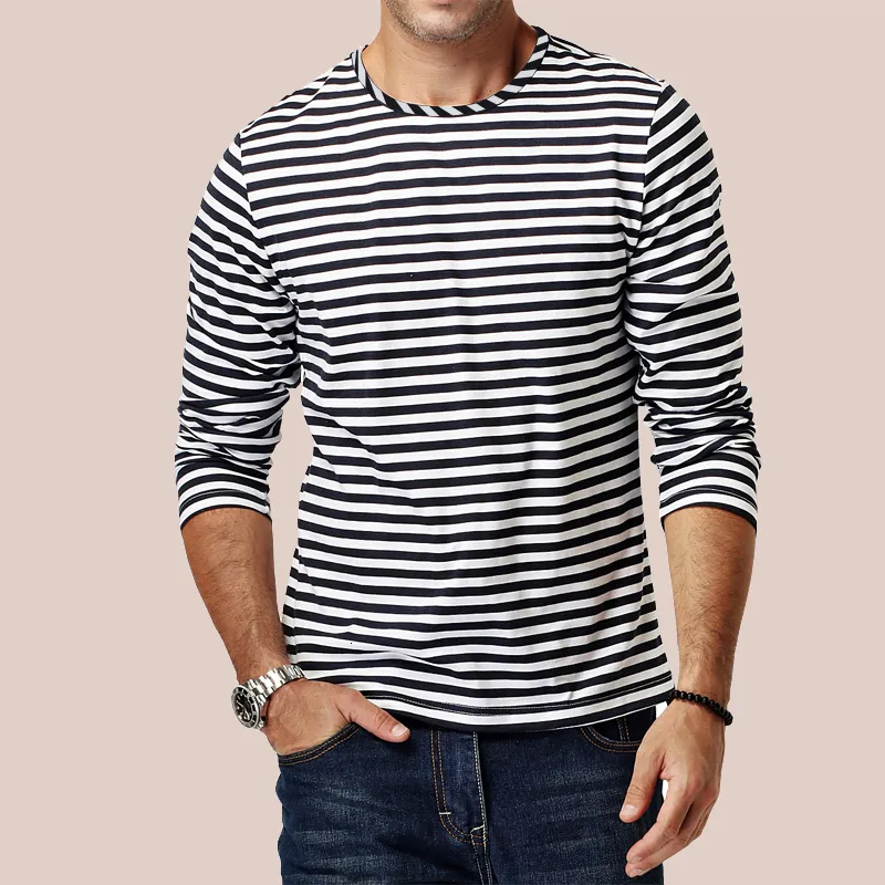 Men's TShirts EBAIHUI Casual Striped Men Long Sleeve brand Slim Fitness Mens Clothes rend ops ees C067 230209