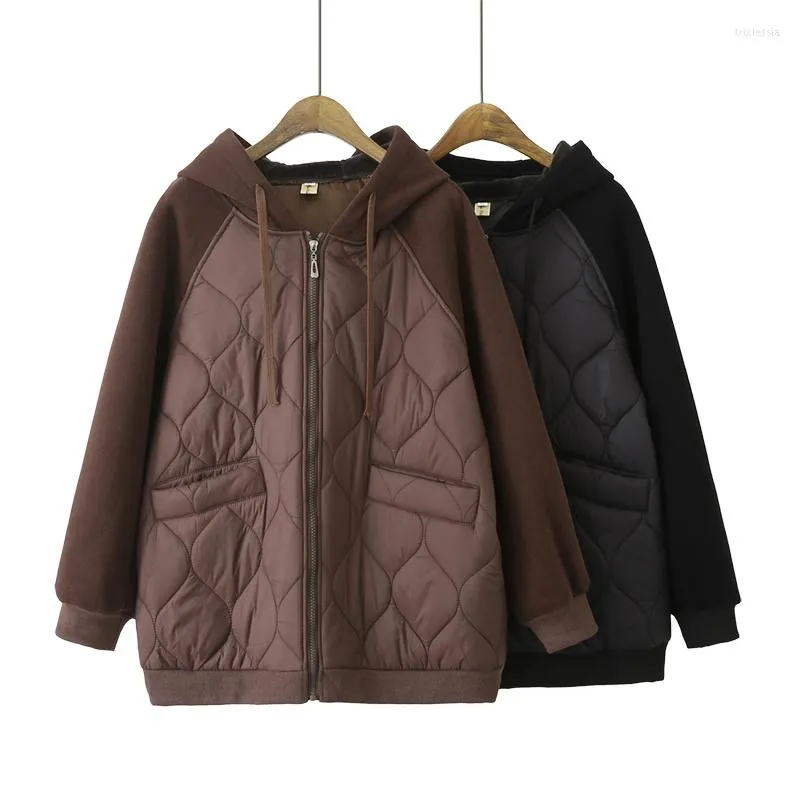 Women's Trench Coats Winter Fashion Korean Style Parkas Women Clothes Loose Thickened Stitching Cotton-Padded Jacket Female Casual Warm Down